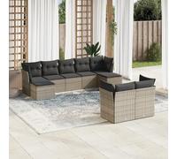Brokky Set de Muebles de jardín 9 pzas y Cojines Muebles Jardin Exterior Conjunto Jardin Exterior Muebles de Jardin ratán sintético Gris / 3218310