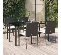 Brokky Set de Muebles jardín 5 pzas con Cojines baul Jardin Exterior Garden Furniture Set Sofa Jardin Conjunto Jardin Exterior ratán sintético Negro 3185134