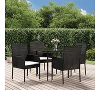 Brokky Set de Muebles jardín 5 pzas con Cojines baul Jardin Exterior Garden Furniture Set Sofa Jardin Conjunto Jardin Exterior ratán sintético Negro 3185144