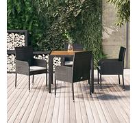 Brokky Set de Muebles jardín 5 pzas con Cojines baul Jardin Exterior Garden Furniture Set Sofa Jardin Conjunto Jardin Exterior ratán sintético Negro 3185012