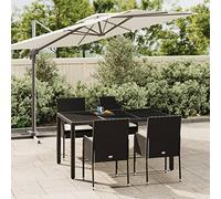 Brokky Set de Muebles jardín 5 pzas con Cojines baul Jardin Exterior Garden Furniture Set Sofa Jardin Conjunto Jardin Exterior ratán sintético Negro 3185001