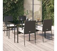 Brokky Set de Muebles jardín 5 pzas con Cojines baul Jardin Exterior Garden Furniture Set Sofa Jardin Conjunto Jardin Exterior ratán sintético Negro 3185122