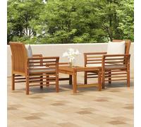 Brokky Set de Muebles para jardín 3 Piezas con Cojines Garden Furniture Set Sofa Jardin Conjunto Jardin Exterior baul Jardin Exterior Madera Acacia