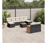 Brokky Set de sofás de jardín 10 pzas Cojines Muebles de Jardin Sofa Jardin Exterior Conjunto de Jardin Exterior sofá Exterior ratán sintético Negro / 3260488