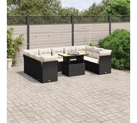 Brokky Set de sofás de jardín 10 pzas Cojines Sofas Exteriores de Jardin Conjunto Jardin Exterior Muebles Jardin ratán sintético Negro / 3270993
