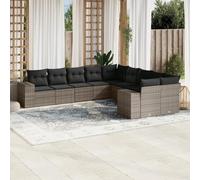 Brokky Set de sofás de jardín 10 pzas con Cojines Sofas Exteriores de Jardin Conjunto Jardin Exterior Muebles Jardin ratán sintético Gris / 3255447