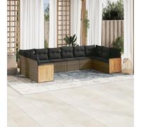 Brokky Set de sofás de jardín 10 pzas con Cojines Sofas Exteriores de Jardin Conjunto Jardin Exterior Muebles Jardin ratán sintético Gris / 3228006