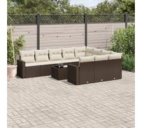 Brokky Set de sofás de jardín 11 pzas Cojines Muebles de Jardin Sofa Jardin Exterior Conjunto de Jardin Exterior sofá Exterior ratán sintético marrón / 3219493