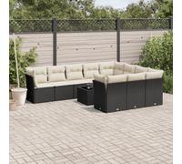 Brokky Set de sofás de jardín 11 pzas y Cojines Conjunto de Jardin Exterior sofá Exterior Muebles de Jardin Sofa Jardin Exterior ratán sintético Negro / 3250065