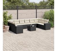 Brokky Set de sofás de jardín 11 pzas y Cojines Conjunto de Jardin Exterior sofá Exterior Muebles de Jardin Sofa Jardin Exterior ratán sintético Negro / 3223075
