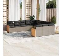Brokky Set de sofás de jardín 11 pzas y Cojines Sofas Exteriores de Jardin Conjunto Jardin Exterior Muebles Jardin ratán sintético Gris / 3228111