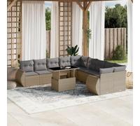 Brokky Set de sofás de jardín 11pzas con Cojines Conjunto de Jardin Exterior sofá Exterior Muebles de Jardin Sofa Jardin Exterior ratán sintético Beige / 3268799
