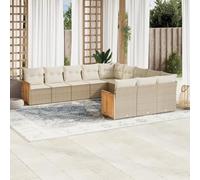 Brokky Set de sofás de jardín 11pzas con Cojines Muebles Jardin Sofas Exteriores de Jardin Conjunto Jardin Exterior ratán sintético Beige / 3228109