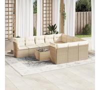 Brokky Set de sofás de jardín 11pzas con Cojines Muebles terraza Conjunto Jardin Exterior Sofas Exteriores de terraza ratán sintético Beige / 3218228