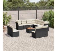 Brokky Set de sofás de jardín 12 Piezas Cojines Conjunto de Jardin Exterior sofá Exterior Muebles de Jardin Sofa Jardin Exterior ratán sintético Negro / 3256035