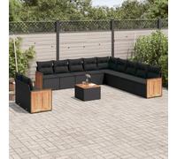 Brokky Set de sofás de jardín 12 Piezas Cojines Conjunto de Jardin Exterior sofá Exterior Muebles de Jardin Sofa Jardin Exterior ratán sintético Negro / 3227812