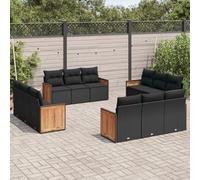 Brokky Set de sofás de jardín 12 Piezas Cojines Muebles Jardin Sofas Exteriores de Jardin Conjunto Jardin Exterior ratán sintético Negro / 3259913