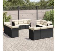 Brokky Set de sofás de jardín 12 Piezas Cojines Muebles Jardin Sofas Exteriores de Jardin Conjunto Jardin Exterior ratán sintético Negro / 3217326