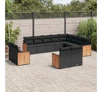 Brokky Set de sofás de jardín 12 Piezas Cojines Muebles Jardin Sofas Exteriores de Jardin Conjunto Jardin Exterior ratán sintético Negro / 3228190
