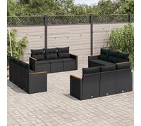 Brokky Set de sofás de jardín 12 Piezas Cojines Muebles Jardin Sofas Exteriores de Jardin Conjunto Jardin Exterior ratán sintético Negro / 3258233