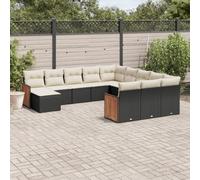 Brokky Set de sofás de jardín 12 Piezas Cojines Muebles Jardin Sofas Exteriores de Jardin Conjunto Jardin Exterior ratán sintético Negro / 3228261