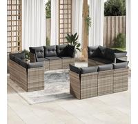 Brokky Set de sofás de jardín 12 pzas y Cojines Conjunto de Jardin Exterior sofá Exterior Muebles de Jardin Sofa Jardin Exterior ratán sintético Gris / 3217332
