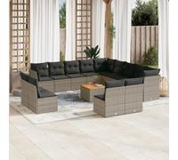 Brokky Set de sofás de jardín 14 pzas con Cojines Muebles Jardin Sofas Exteriores de Jardin Conjunto Jardin Exterior ratán sintético Gris / 3256270