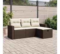 Brokky Set de sofás de jardín 4 pzas y Cojines Muebles Jardin Sofas Exteriores de Jardin Conjunto Jardin Exterior ratán sintético marrón / 3263449