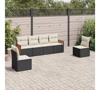 Brokky Set de sofás de jardín 6 Piezas y Cojines Muebles Jardin Sofas Exteriores de Jardin Conjunto Jardin Exterior ratán sintético Negro / 3227540