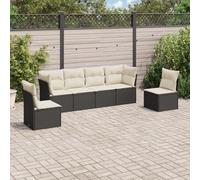 Brokky Set de sofás de jardín 6 Piezas y Cojines Sofa Jardin Exterior Mueble Jardin Exterior Muebles terraza Exterior ratán sintético Negro / 3217366