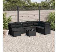Brokky Set de sofás de jardín 8 Piezas y Cojines Muebles Jardin Sofas Exteriores de Jardin Conjunto Jardin Exterior ratán sintético Negro / 3218055