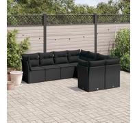 Brokky Set de sofás de jardín 8 Piezas y Cojines Muebles Jardin Sofas Exteriores de Jardin sillones Jardin Exterior ratán sintético Negro / 3218585