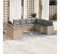 Brokky Set de sofás de jardín 9 pzas con Cojines Sofas Exteriores de terraza Conjunto Jardin Exterior Sofa Jardin Exterior ratán sintético Beige / 3251486