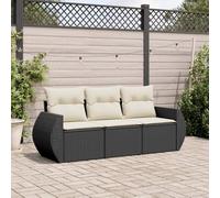 Brokky Set de sofás de jardín con Cojines Sofa Jardin Exterior Mueble Jardin Exterior Muebles terraza Exterior 3 pzas ratán sintético Negro / 3221055