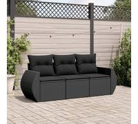 Brokky Set de sofás de jardín con Cojines Sofa Jardin Exterior Mueble Jardin Exterior Muebles terraza Exterior 3 pzas ratán sintético Negro / 3221054