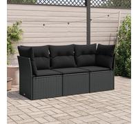 Brokky Set de sofás de jardín con Cojines Sofa Jardin Exterior Mueble Jardin Exterior Muebles terraza Exterior 3 pzas ratán sintético Negro / 3217205