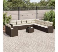 Brokky Set de sofás de jardín y Cojines 12 pzas Sofas Exteriores de terraza Conjunto Jardin Exterior Sofa Jardin Exterior ratán sintético marrón / 3219193