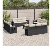 Brokky Set de sofás de jardín y Cojines Muebles Jardin Sofas Exteriores de Jardin Sofa de Jardin Exterior 13 pzas ratán sintético Negro / 3256826