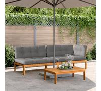 Brokky Set de sofás de palets de jardín y Cojines 3 pzas Sofas Exteriores de terraza Conjunto Jardin Exterior Sofa Jardin Exterior Madera Acacia / 3209446