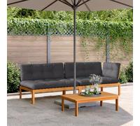 Brokky Set de sofás de palets de jardín y Cojines Muebles Jardin Sofas Exteriores de Jardin Sofa de Jardin Exterior 3 pzas Madera Acacia / 3209445