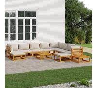 Brokky Set Muebles jardín 12 pzas Madera Maciza y Cojines Muebles Jardin Exterior Conjunto Jardin Exterior Muebles de Jardin Gris Claro / 3155295