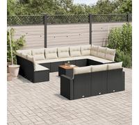 Brokky Set sofás de jardín 14 pzas Sofas Exteriores de terraza Conjunto Jardin Exterior Sofa Jardin Exterior con Cojines ratán sintético Negro / 3224362