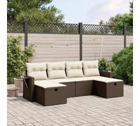 Brokky Set sofás de jardín 6 Piezas y Cojines Muebles Jardin Sofas Exteriores de Jardin Sofa de Jardin Exterior ratán sintético marrón / 3263859