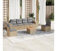 Brokky Set sofás de jardín 7 Piezas Muebles Jardin Exterior Sofa Jardin Exterior Conjunto de Jardin Exterior Sofa Jardin y Cojines ratán sintético Beige / 3225394