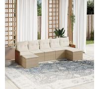 Brokky Set sofás de jardín 7 Piezas Muebles Jardin Exterior Sofa Jardin Exterior Conjunto de Jardin Exterior Sofa Jardin y Cojines ratán sintético Beige / 3260315