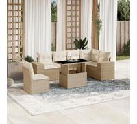 Brokky Set sofás de jardín 7 Piezas Muebles Jardin Exterior Sofa Jardin Exterior Conjunto de Jardin Exterior Sofa Jardin y Cojines ratán sintético Beige / 3269198