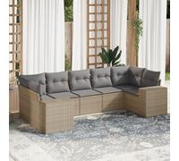 Brokky Set sofás de jardín 7 Piezas y Cojines Muebles Jardin Sofas Exteriores de Jardin Sofa de Jardin Exterior ratán sintético Beige / 3222988