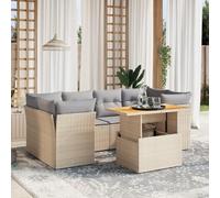 Brokky Set sofás de jardín 7 Piezas y Cojines Muebles Jardin Sofas Exteriores de Jardin Sofa de Jardin Exterior ratán sintético Beige / 3270688
