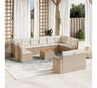 Brokky Set sofás de jardín con Cojines 13 pzas Sofas Exteriores de terraza Conjunto Jardin Exterior Sofa Jardin Exterior ratán sintético Beige / 3224357