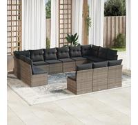 Brokky Set sofás de jardín con Cojines Muebles Jardin Sofas Exteriores de Jardin Sofa de Jardin Exterior 13 Piezas ratán sintético Gris / 3218390